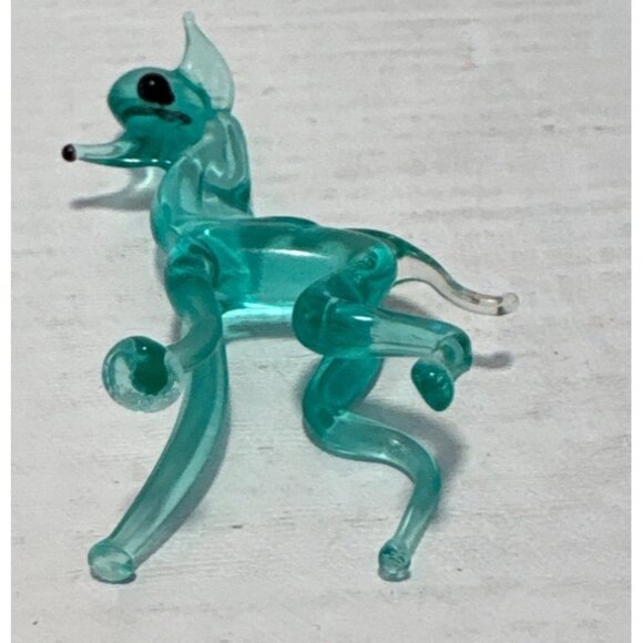 Hand Blown Glass Horse Figurine Aquamarine Collectible 3" - Picture 6 of 7